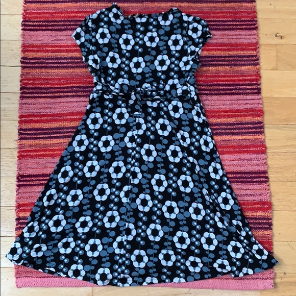 Pink Vanilla Mini Dress, Mod Style Floral Dress, Black Blue White Patterned - Picture 8 of 10